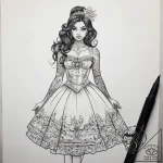 Tattoo sketch quinceanera dress with a quote,… – tattoo sketch (№1757428452_0, 09.09.2025 14:34) — tattoovalue.net