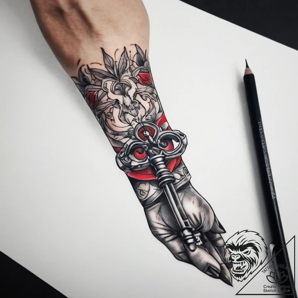 Tattoo sketch hands with a key, tattoo flash... - tattoo sketch (№1757428646_0, 09.09.2025 14:37) — tattoovalue.net