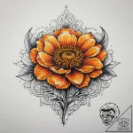 Tattoo sketch marigold, tattoo line art, vibr… – tattoo sketch (№1757428840_0, 09.09.2025 14:40) — tattoovalue.net