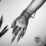 Tattoo sketch hands with a chain, tattoo sket… – tattoo sketch (№1757429833_0, 09.09.2025 14:57) — tattoovalue.net