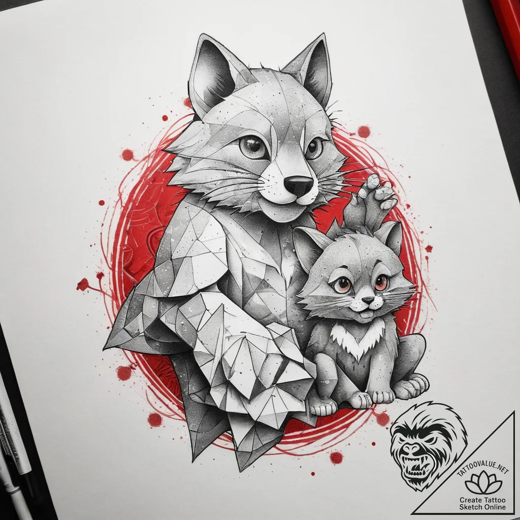 Tattoo sketch tom and jerry with a bear, arti... - tattoo sketch (№1757431586_0, 09.09.2025 15:26) — tattoovalue.net