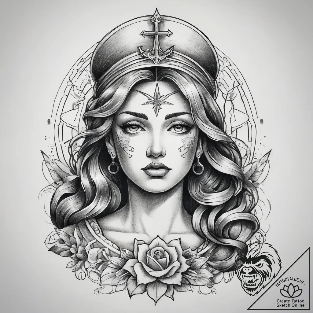 Tattoo sketch sacred mercy, tattoo sketch des... - tattoo sketch (№1757431979_0, 09.09.2025 15:32) — tattoovalue.net