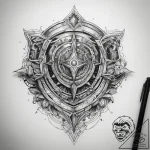 Tattoo sketch cosmic shield, tattoo line art,… – tattoo sketch (№1757432576_0, 09.09.2025 15:42) — tattoovalue.net