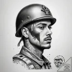 Tattoo sketch soldier with a pencil, ink illu… – tattoo sketch (№1757433566_0, 09.09.2025 15:59) — tattoovalue.net