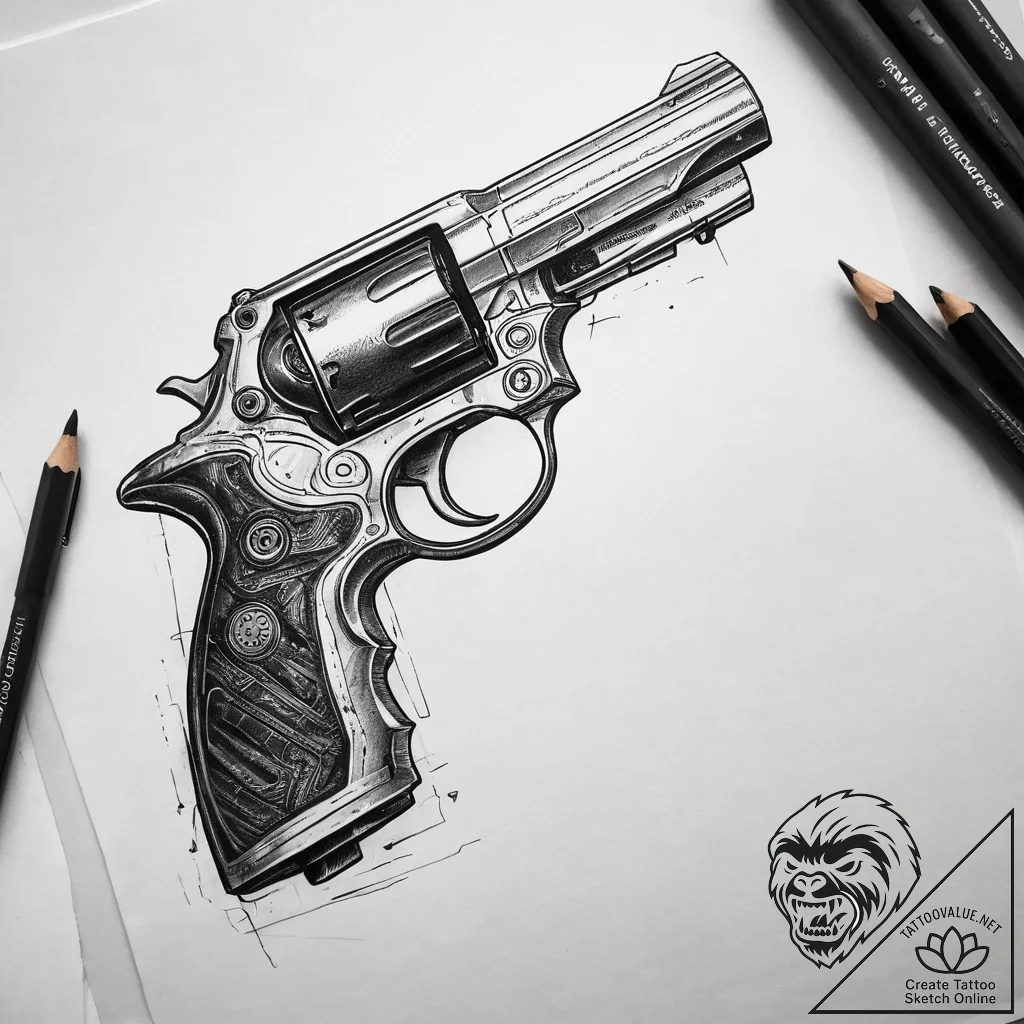 Tattoo sketch blade runner deckard's gun, art... - tattoo sketch (№1757433761_0, 09.09.2025 16:02) — tattoovalue.net