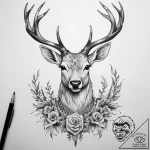 Tattoo sketch neo-traditional олень – tattoo sketch (№1757433958_0, 09.09.2025 16:05) — tattoovalue.net