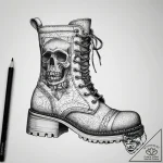 Tattoo sketch combat boot with a skull, conce… – tattoo sketch (№1757436710_0, 09.09.2025 16:51) — tattoovalue.net