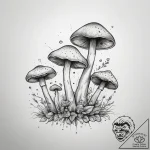 Tattoo sketch glowing mushrooms, ink illustra… – tattoo sketch (№1757438294_0, 09.09.2025 17:18) — tattoovalue.net