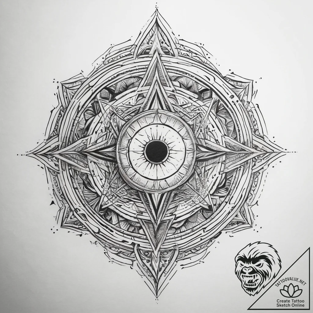 Tattoo sketch cosmic source, ink illustration... - tattoo sketch (№1757439092_0, 09.09.2025 17:31) — tattoovalue.net