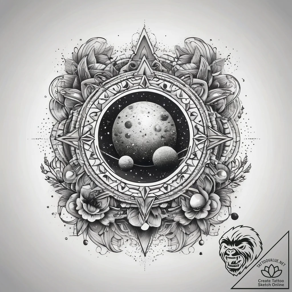 Tattoo sketch cosmic cosmos, tattoo line art,... - tattoo sketch (№1757439292_0, 09.09.2025 17:34) — tattoovalue.net