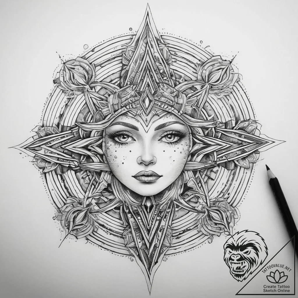 Tattoo sketch cosmic being, artistic tattoo s... - tattoo sketch (№1757440682_0, 09.09.2025 17:58) — tattoovalue.net