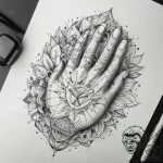 Tattoo sketch hands with a letter, tattoo fla… – tattoo sketch (№1757440880_0, 09.09.2025 18:01) — tattoovalue.net