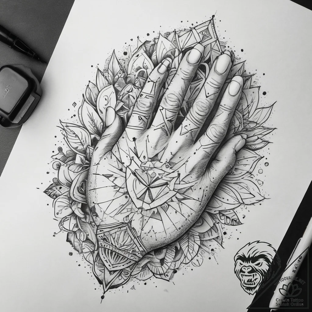 Tattoo sketch hands with a letter, tattoo fla... - tattoo sketch (№1757440880_0, 09.09.2025 18:01) — tattoovalue.net