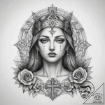 Tattoo sketch religious icon, ink illustratio… – tattoo sketch (№1757441073_0, 09.09.2025 18:04) — tattoovalue.net