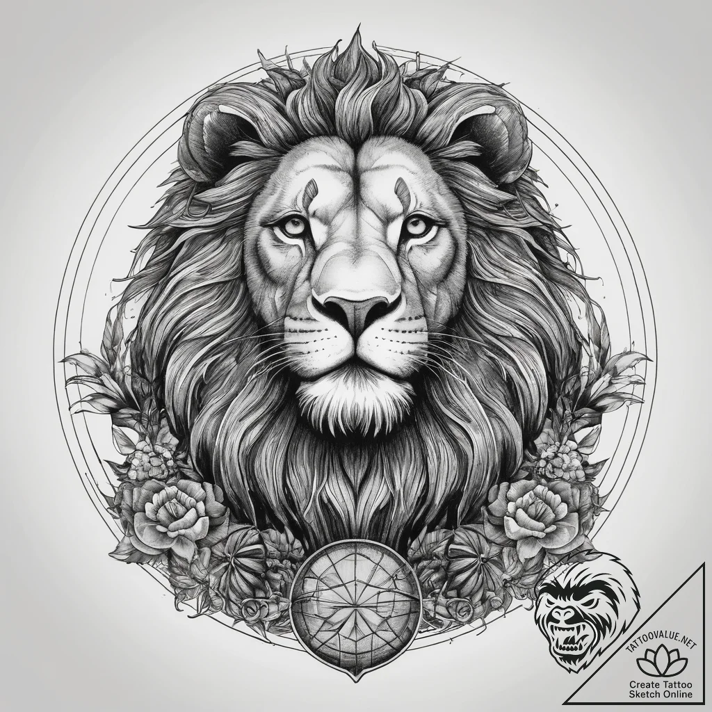 Tattoo sketch lion on a globe, tattoo sketch... - tattoo sketch (№1757442271_0, 09.09.2025 18:24) — tattoovalue.net