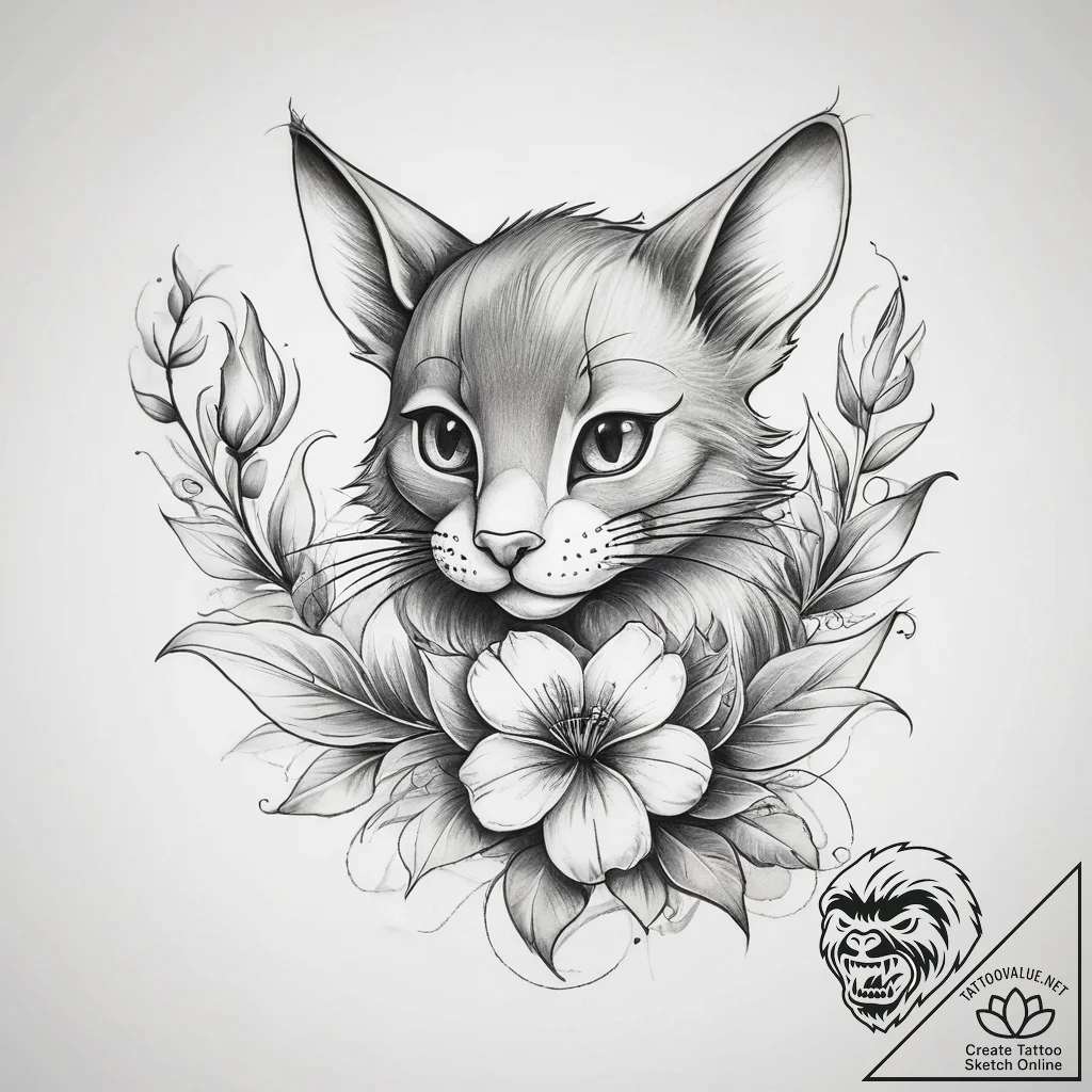Tattoo sketch tom and jerry with a flower, in... - tattoo sketch (№1757443054_0, 09.09.2025 18:37) — tattoovalue.net