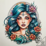 Tattoo sketch siren with a mermaid, artistic… – tattoo sketch (№1757443249_0, 09.09.2025 18:40) — tattoovalue.net