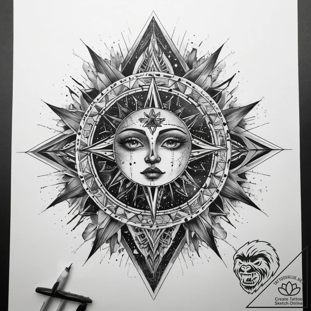 Tattoo sketch cosmic lore, concept art for ta... - tattoo sketch (№1757443447_0, 09.09.2025 18:44) — tattoovalue.net