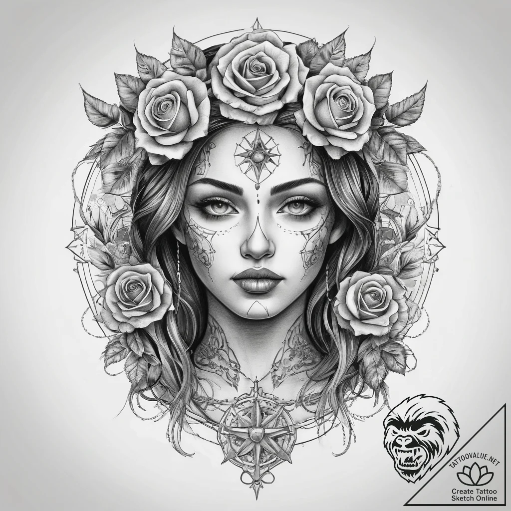 Tattoo sketch goddess tattoo, tattoo line art... - tattoo sketch (№1757446223_0, 09.09.2025 19:30) — tattoovalue.net