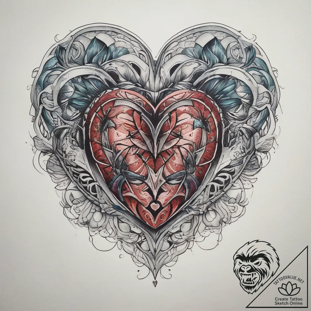 Tattoo sketch mended heart with a stitch, tat... - tattoo sketch (№1757447601_0, 09.09.2025 19:53) — tattoovalue.net