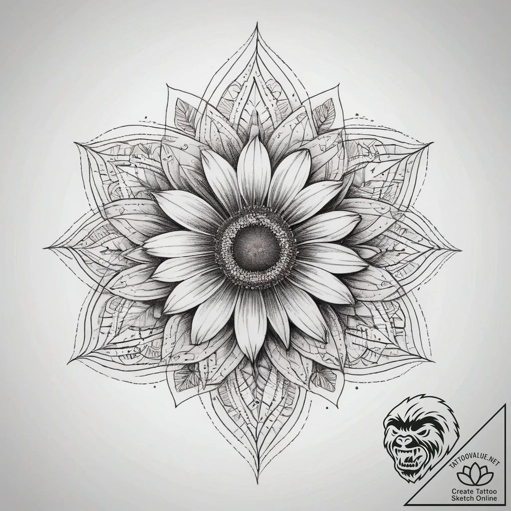 Tattoo sketch black-eyed susan, tattoo line a... - tattoo sketch (№1757447996_0, 09.09.2025 19:59) — tattoovalue.net