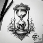 Tattoo sketch hourglass with a skull, ink ill… – tattoo sketch (№1757449195_0, 09.09.2025 20:19) — tattoovalue.net