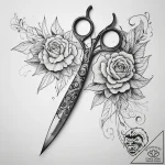 Tattoo sketch scissors with a comb, ink illus… – tattoo sketch (№1757449391_0, 09.09.2025 20:23) — tattoovalue.net