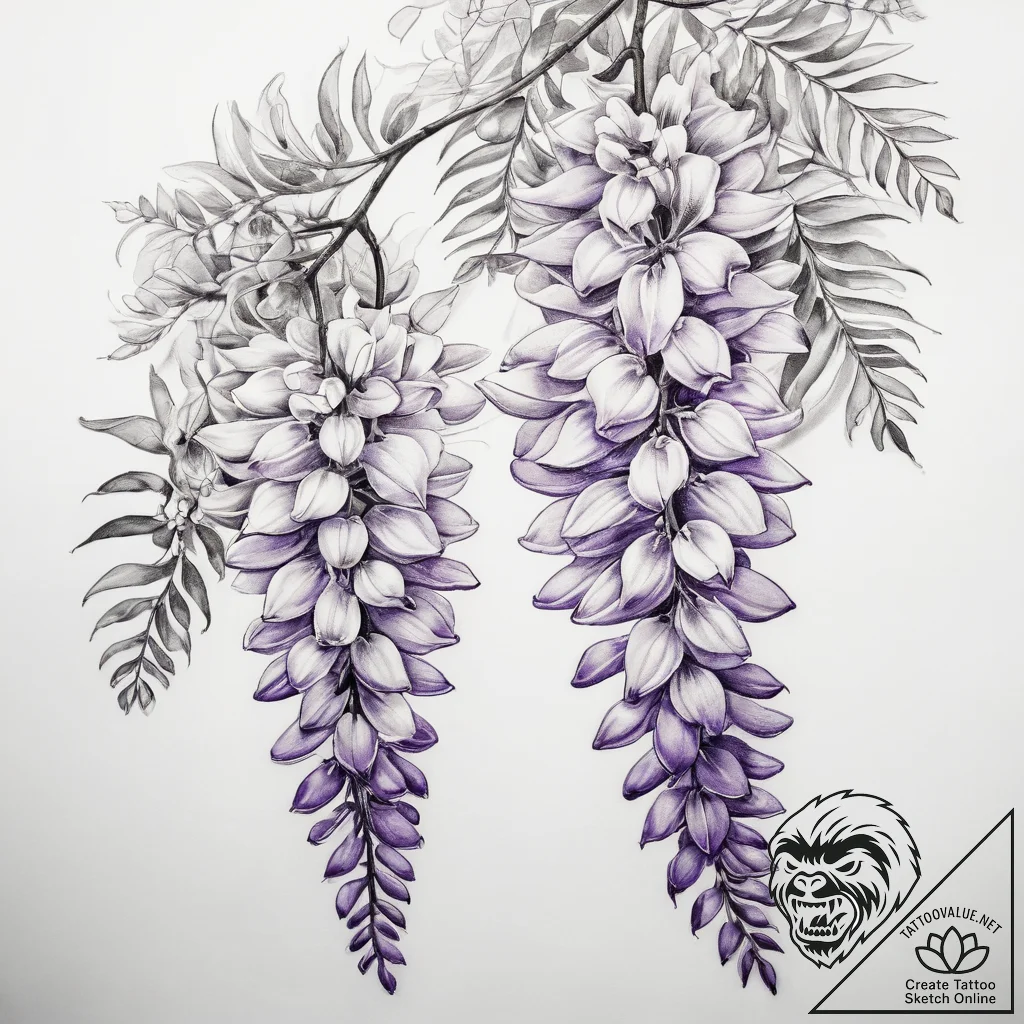 Tattoo sketch wisteria flower - tattoo sketch (№1757449586_0, 09.09.2025 20:26) — tattoovalue.net
