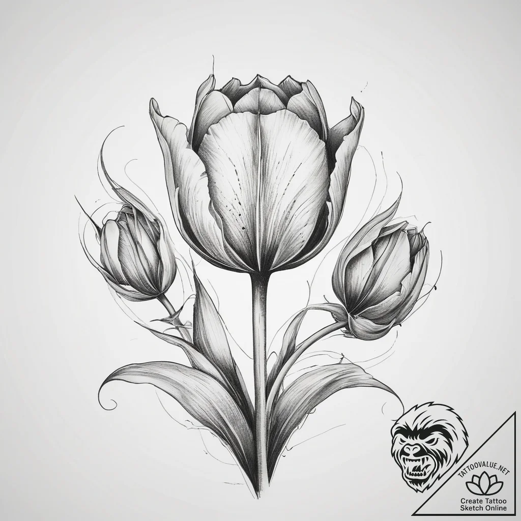 Tattoo sketch узор в виде тюльпана - tattoo sketch (№1757450374_0, 09.09.2025 20:39) — tattoovalue.net