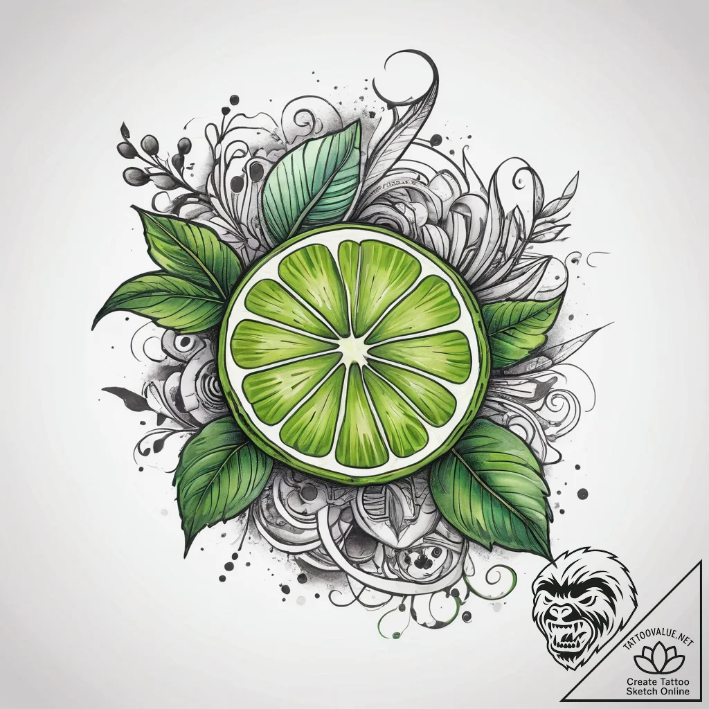 Tattoo sketch cilantro with a lime, tattoo dr... - tattoo sketch (№1757450968_0, 09.09.2025 20:49) — tattoovalue.net