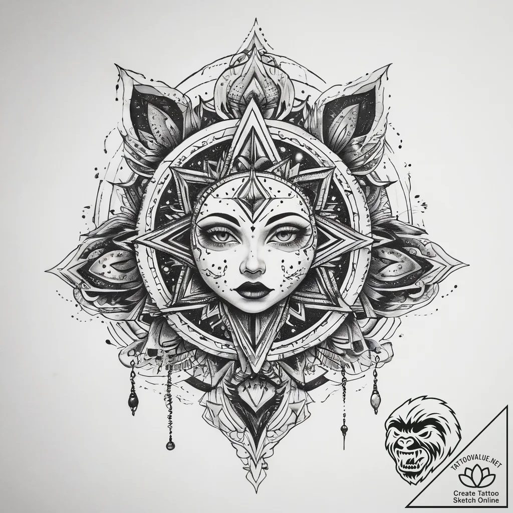 Tattoo sketch cosmic mystery, tattoo sketch d... - tattoo sketch (№1757451565_0, 09.09.2025 20:59) — tattoovalue.net