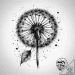 Tattoo sketch dandelion with seeds blowing aw… – tattoo sketch (№1757452358_0, 09.09.2025 21:12) — tattoovalue.net