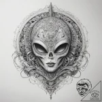 Tattoo sketch alien in a spaceship, tattoo li… – tattoo sketch (№1757452946_0, 09.09.2025 21:22) — tattoovalue.net