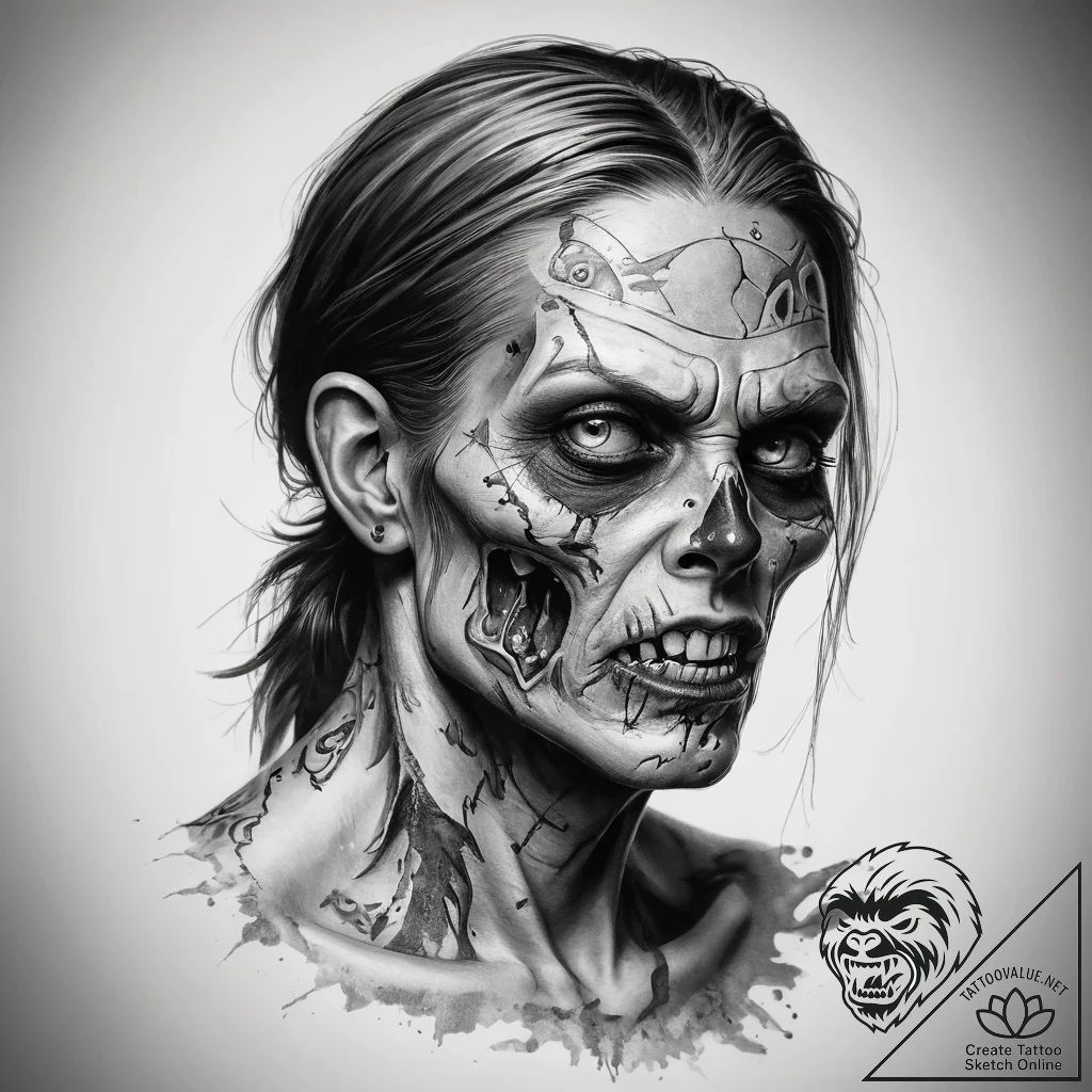 Tattoo sketch zombie - tattoo sketch (№1757454129_0, 09.09.2025 21:42) — tattoovalue.net