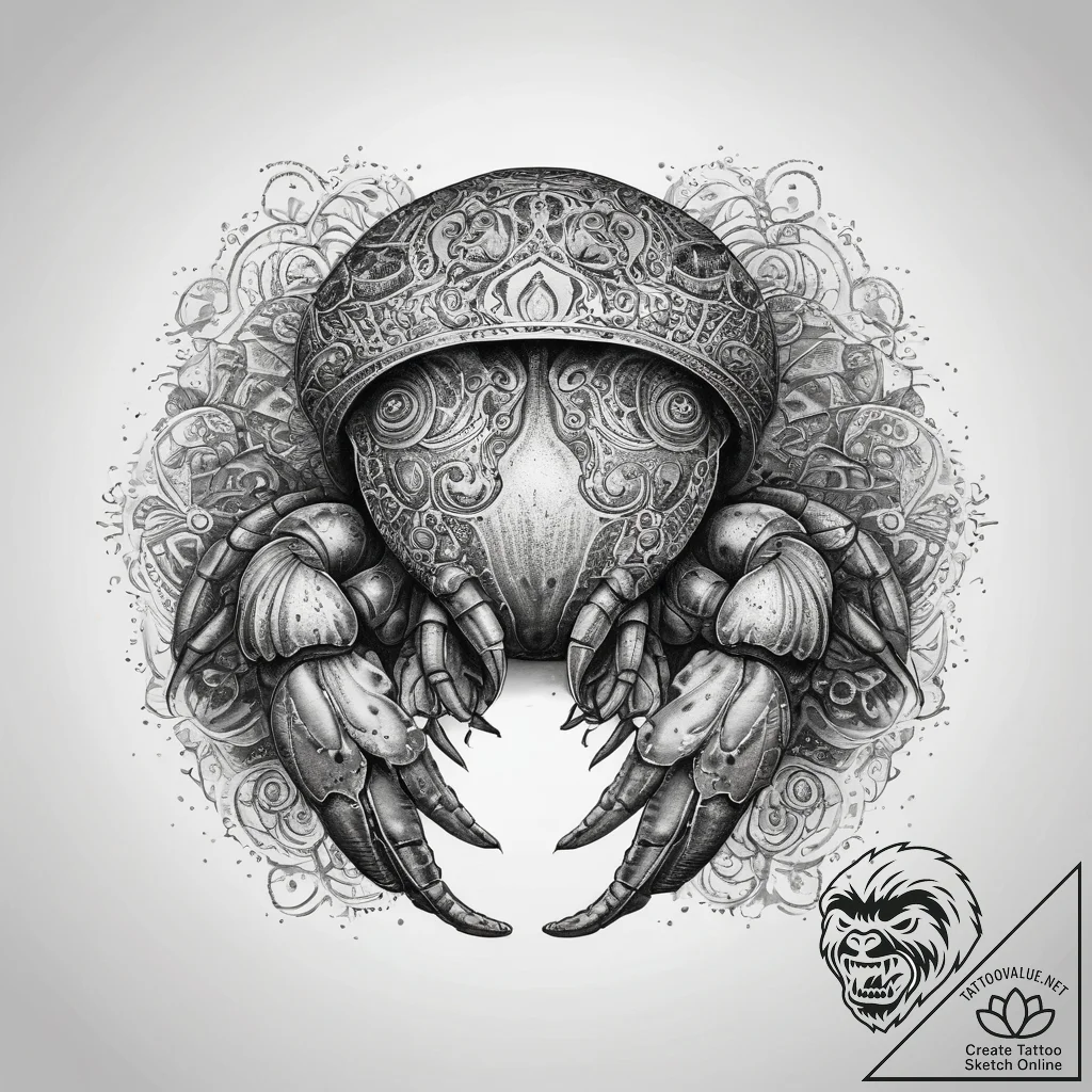 Tattoo sketch hermit crab, ink illustration f... - tattoo sketch (№1757459902_0, 09.09.2025 23:18) — tattoovalue.net