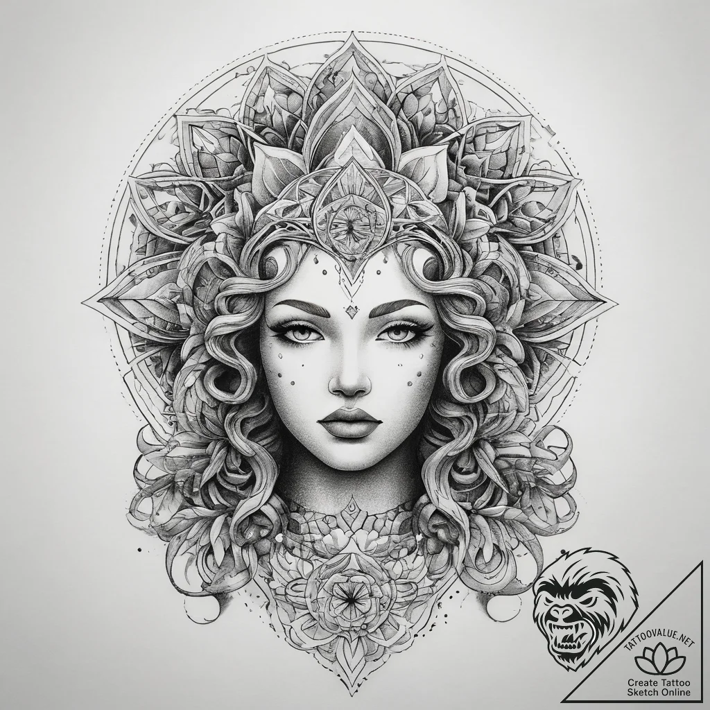 Tattoo sketch siren hair, ink illustration fo... - tattoo sketch (№1757460716_0, 09.09.2025 23:31) — tattoovalue.net