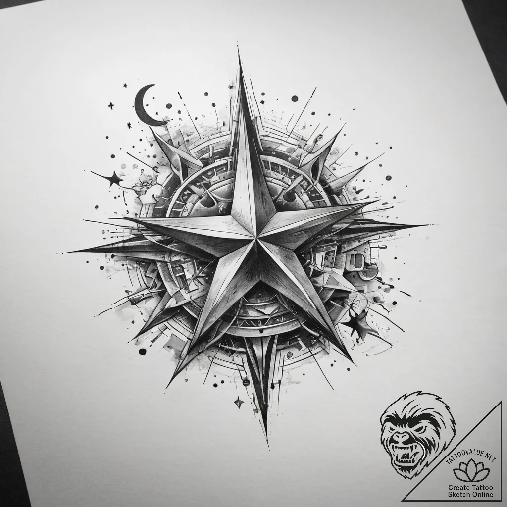Tattoo sketch constellation with a star, tatt... - tattoo sketch (№1757462508_0, 10.09.2025 00:01) — tattoovalue.net
