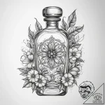 Tattoo sketch perfume bottle with flowers, ar… – tattoo sketch (№1757464300_0, 10.09.2025 00:31) — tattoovalue.net