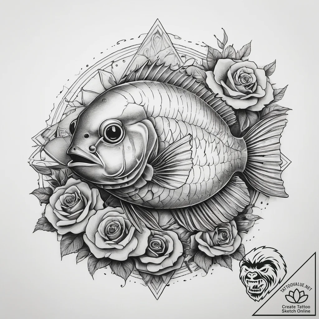 Tattoo sketch puns a bluegill that says "i'm... - tattoo sketch (№1757464897_0, 10.09.2025 00:41) — tattoovalue.net