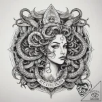 Tattoo sketch gorgon with snakes for hair, ta… – tattoo sketch (№1757466676_0, 10.09.2025 01:11) — tattoovalue.net