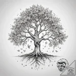 Tattoo sketch bodhi tree with falling leaves,… – tattoo sketch (№1757468248_0, 10.09.2025 01:37) — tattoovalue.net