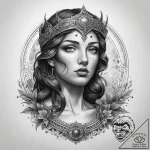 Tattoo sketch roman goddess minerva, ink illu… – tattoo sketch (№1757468445_0, 10.09.2025 01:40) — tattoovalue.net