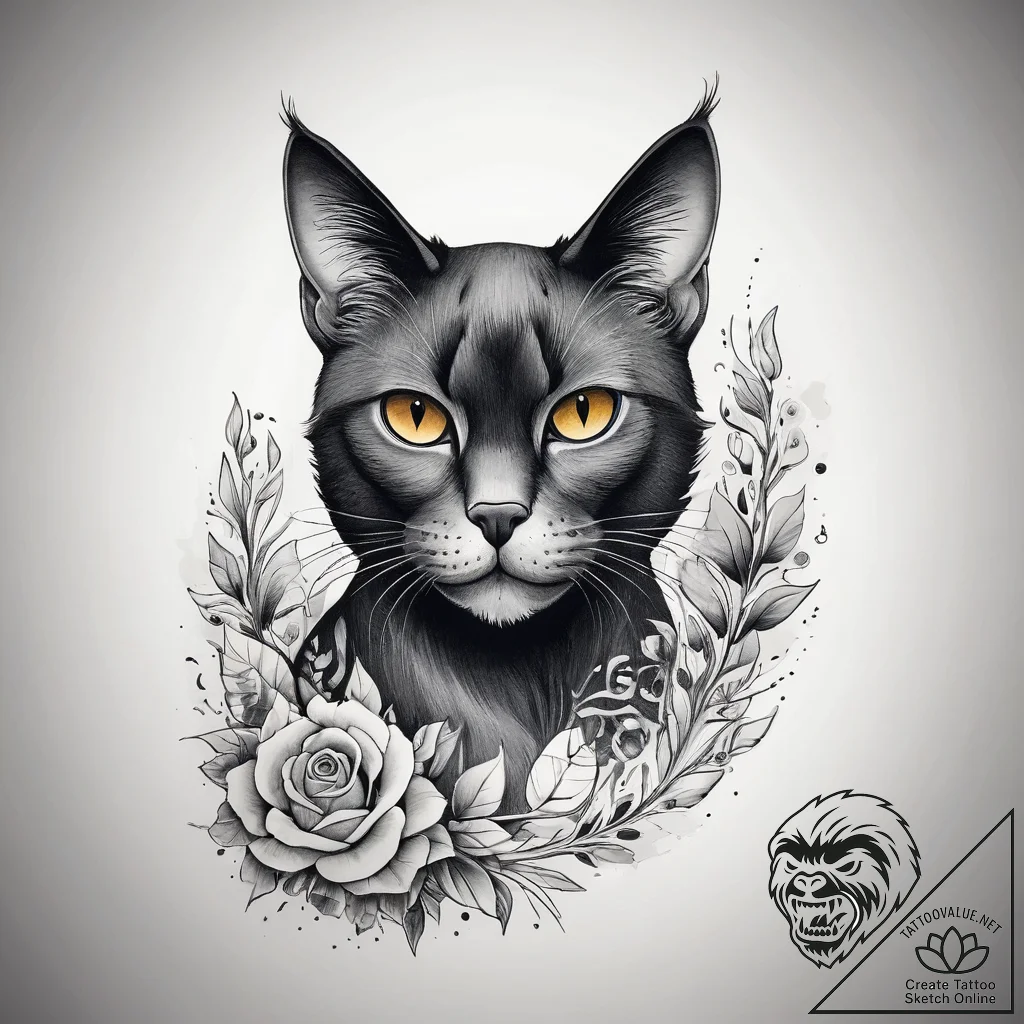 Tattoo sketch черный кот, artistic tattoo ske... - tattoo sketch (№1757469037_0, 10.09.2025 01:50) — tattoovalue.net