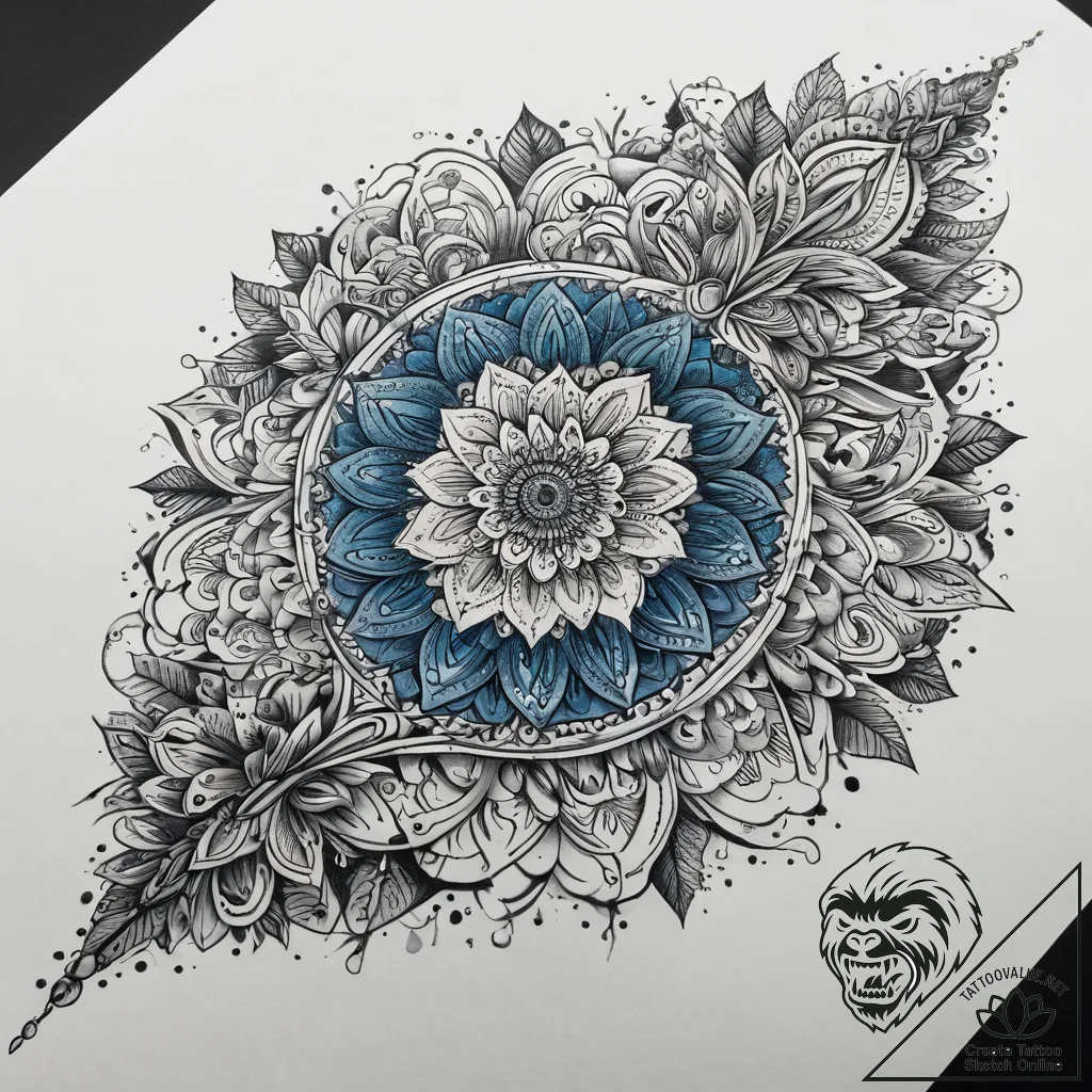 Tattoo sketch blue, tattoo line art, on a cle... - tattoo sketch (№1757469234_0, 10.09.2025 01:53) — tattoovalue.net