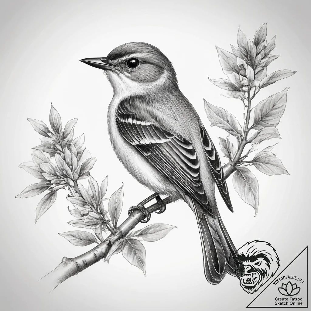 Tattoo sketch white-eyed vireo, tattoo drawin... - tattoo sketch (№1757469629_0, 10.09.2025 02:00) — tattoovalue.net