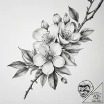 Tattoo sketch pear blossom branch – tattoo sketch (№1757470795_0, 10.09.2025 02:19) — tattoovalue.net
