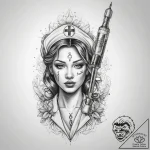 Tattoo sketch nurse syringe – tattoo sketch (№1757470988_0, 10.09.2025 02:23) — tattoovalue.net