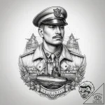 Tattoo sketch soldier with a submarine, artis… – tattoo sketch (№1757471764_0, 10.09.2025 02:36) — tattoovalue.net