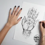 Tattoo sketch hands with a letter – tattoo sketch (№1757471957_0, 10.09.2025 02:39) — tattoovalue.net