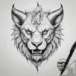 Tattoo sketch chimera head, concept art for t… – tattoo sketch (№1757472346_0, 10.09.2025 02:45) — tattoovalue.net